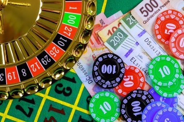 Roulette wheel and betting layout in a professional live studio